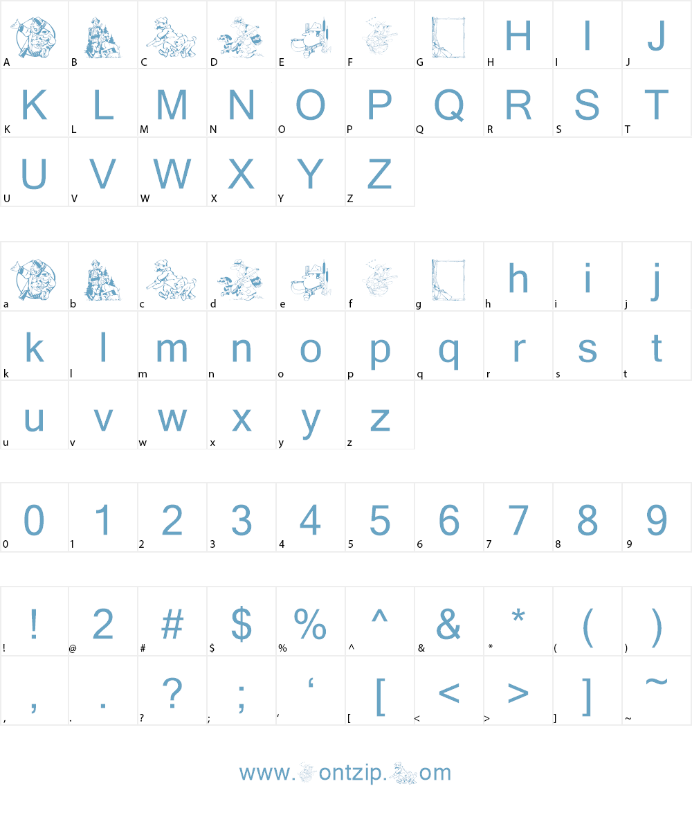KR A Hunting We Go Font Character